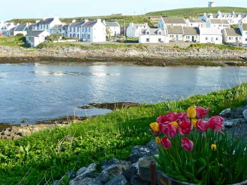 Seaside Houses Beach Water Sea Harbor Quiet Calm