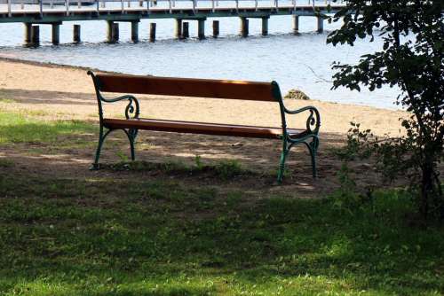 Seat Bank Lake Waters Bench Out Sit Rest Nature