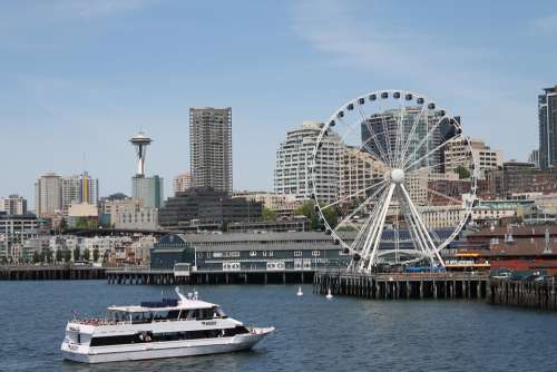Seattle Washington State Skyline Scenic Ferry Boat