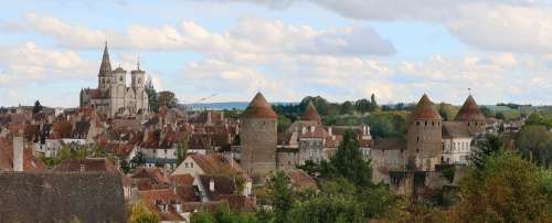 Semur In Auxois City Burgundy Church Castle