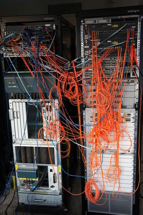 Server Rack Servers Electronics Cables Technology