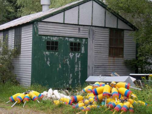 Shack Fishing Shack Lobsters Lobster Buoys Shed