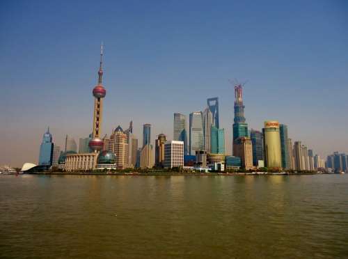 Shanghai China River Skyscraper Building Pearl Tv
