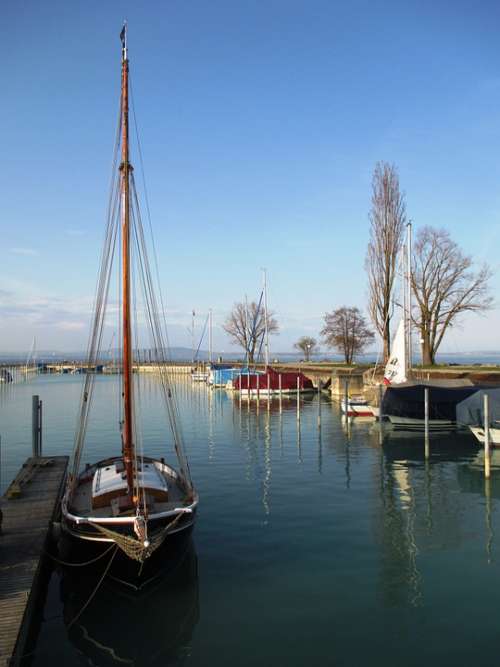 Ship Sailing Vessel Einmaster Beautiful Wooden Mast