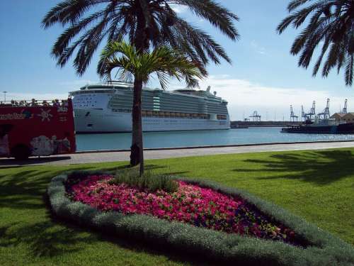 Cruise Canary Islands Ship Harbor Reflections Sky