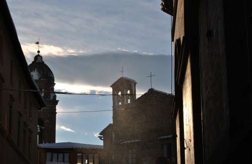 Sienna Italy City Church Winter Sky Snow Clouds
