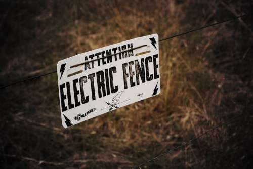 Sign Fence Electric Message Attention Warning