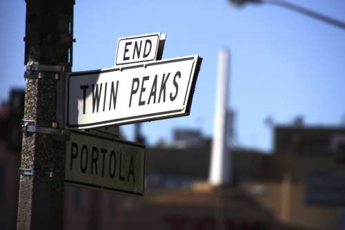 Sign Street Sign Light Twin Peaks Metal Column