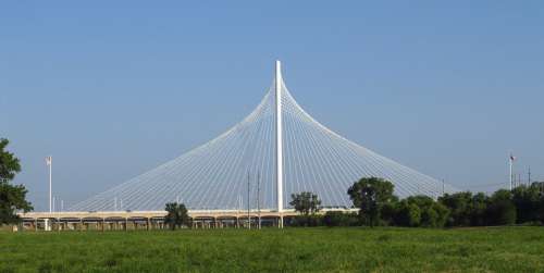 Signature Bridge Dallas Texas Cable Skyline