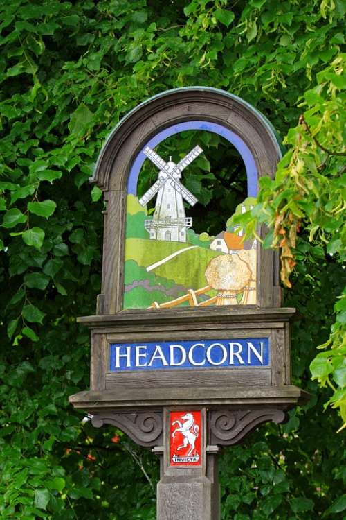 Signpost Headcorn Village Kent England Sign