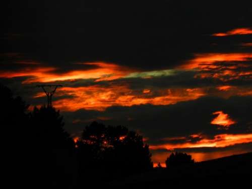 Sky Flames Orange Silhouette