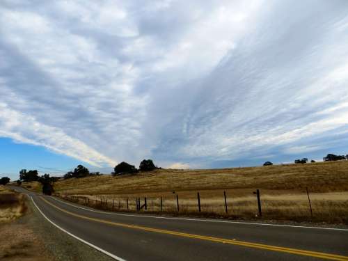 Sky Clouds Landscape Country Rural Grass