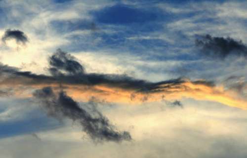 Sky Blue Clouds Streaks Wispy White Dark