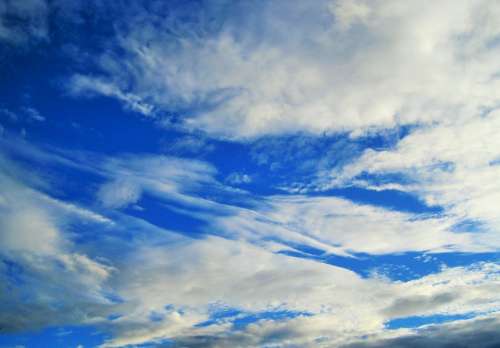 Sky Blue Vivid Clouds White Streaky