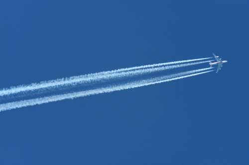 Sky Airliner Condensation Trails Air Corridor