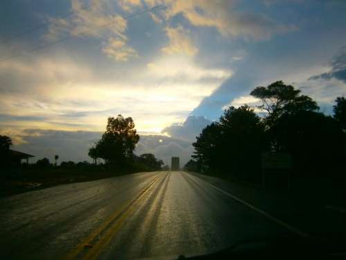 Sky Clouds Rain Road