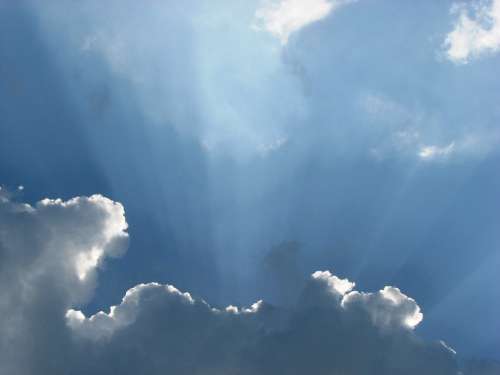 Sky Cloud Blue Clouds Form Sunbeam White Grey