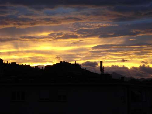Sky Dawn Sunrise Clouds Colorful Light Lausanne