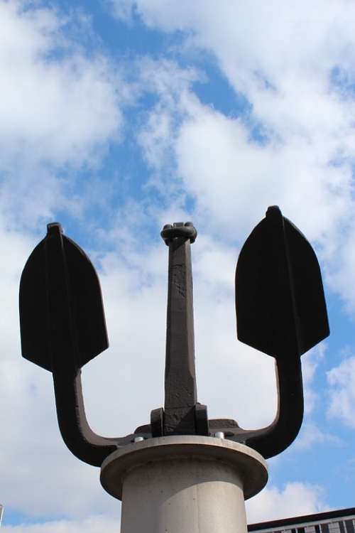 Sky Anchor Clouds Monument Backlighting Ship Navy