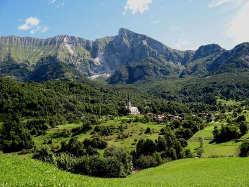 Slovenia Church Landscape Kobarid Drežnica Summer