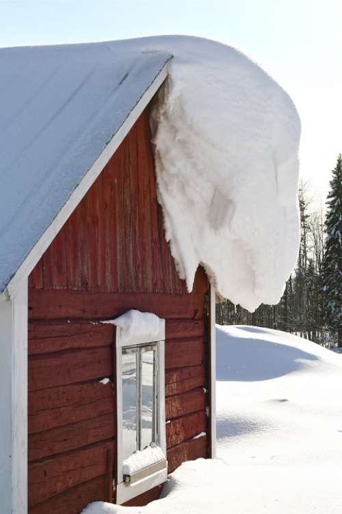 Snow Winter House Drift Wooden House Building