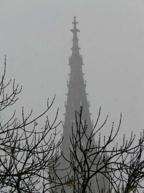 Snow Flurry Fog Trist Grey Tower Spire