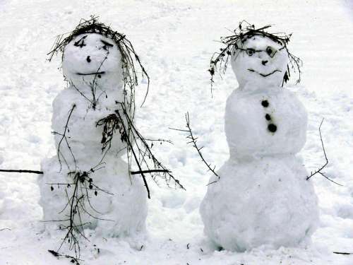 Snowman Snow Winter Pair White Cold