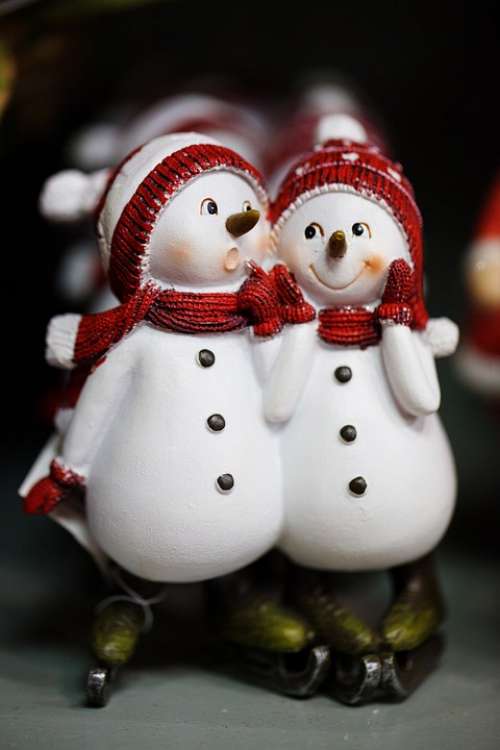 Snowmen Celebration Christmas Cold Couple Cute