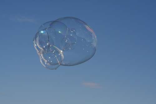 Soap Bubble Sky Blue Cloud Blow Flying Weightless