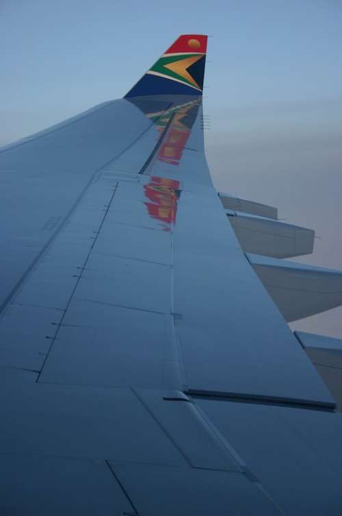 South African Airlines Wing Aircraft Clouds
