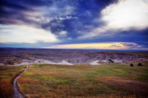 South Dakota Badlands Buttes Mountains Sky Clouds