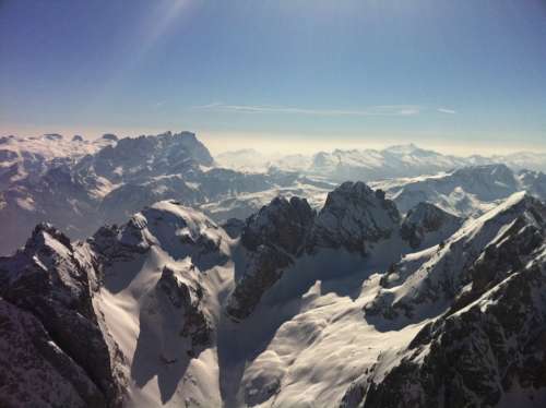 South Tyrol Dolomites Snow Mountains Sky Sun