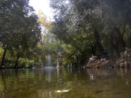 Spain Stream Lake Water Fountain Trees Nature