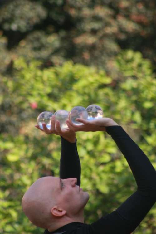 Sphere Glass Hands Juggler Wizard Artista