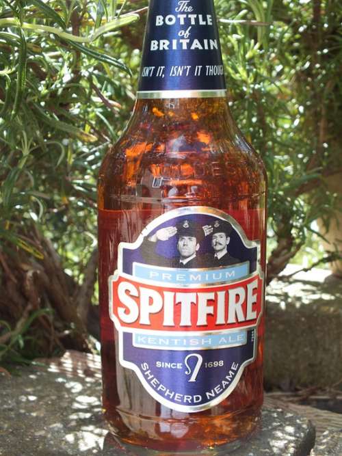 Spitfire Beer Bottle Alcohol Liquor Orange Brown