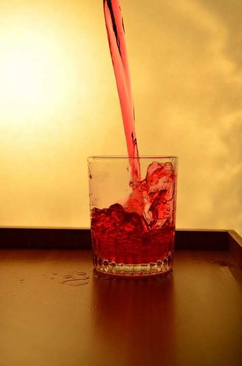 Splash Glass Liquid Red Pouring Alcohol Drink