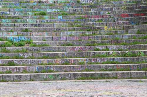 Stairs Gradually Font Graffiti Colorful Chalk
