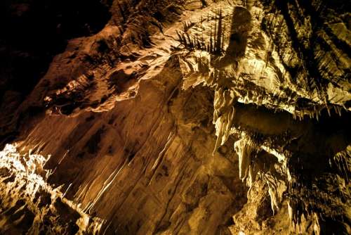 Stalactite Caving Dark Geology Inside Limestone