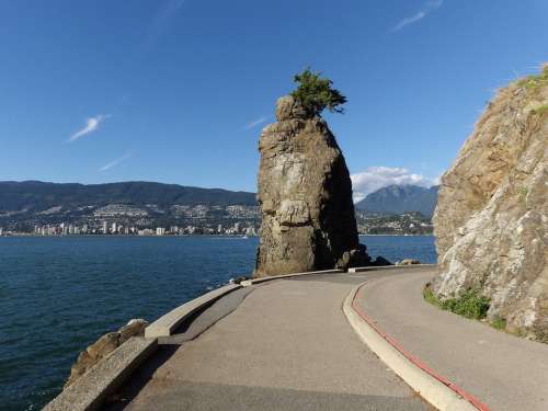 Stanley Park Sea Wall Vancouver Road Rocks