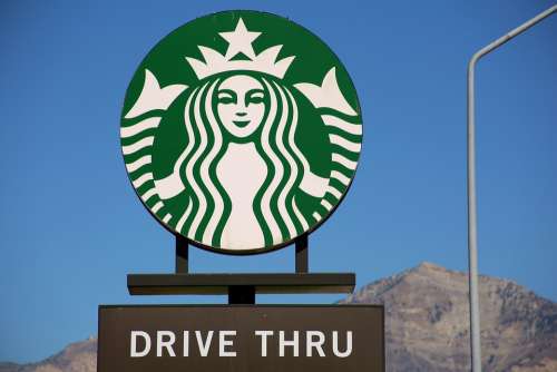 Starbucks Coffee Green White Logo Drive Thru