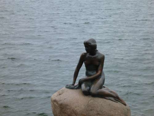 Statue Mermaid Water Sea Copenhagen