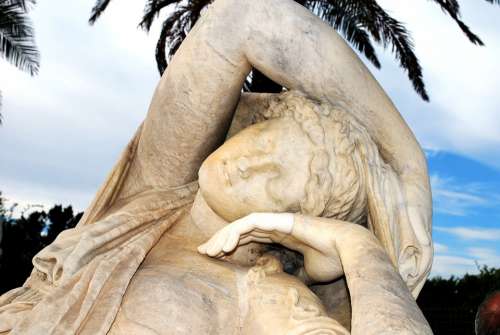 Statue Woman Sculpture Sleeping France Garden