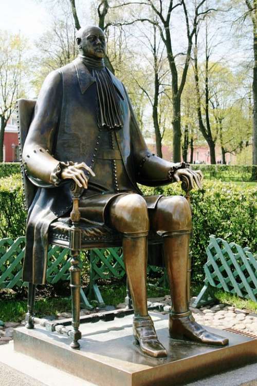 Statue Bronze Figure Male Sitting Monarch