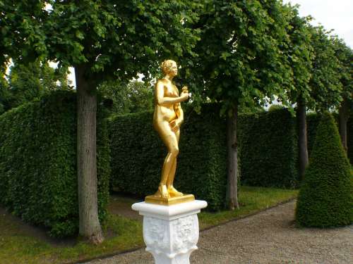 Statue Gold Gilded Roman Figure Stone