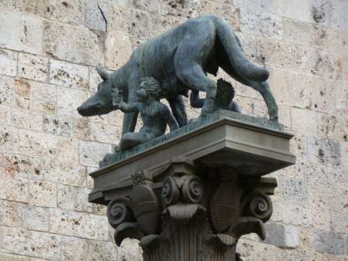 Statue Wolf Romulus Remus Landmark Italy