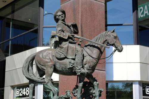 Statue Horse Man Riding Cowboy Downtown Ogden