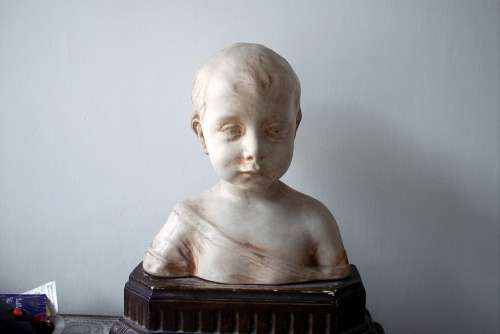 Statuette Child Terracotta Chalk Sculpture