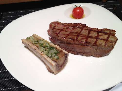 Steak Bone Restaurant Meat Close-Up Dinner