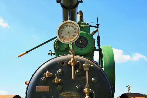 Steam Engine Black Green Power Mobile Agriculture