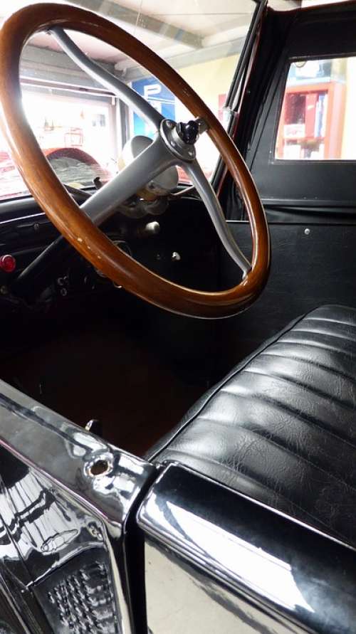 Steering Wheel Leather Seat Ford Auto Oldtimer
